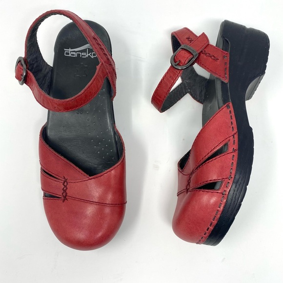 Dansko Maeve Leather Ankle Strap Clog Sandals 38 - Picture 1 of 10